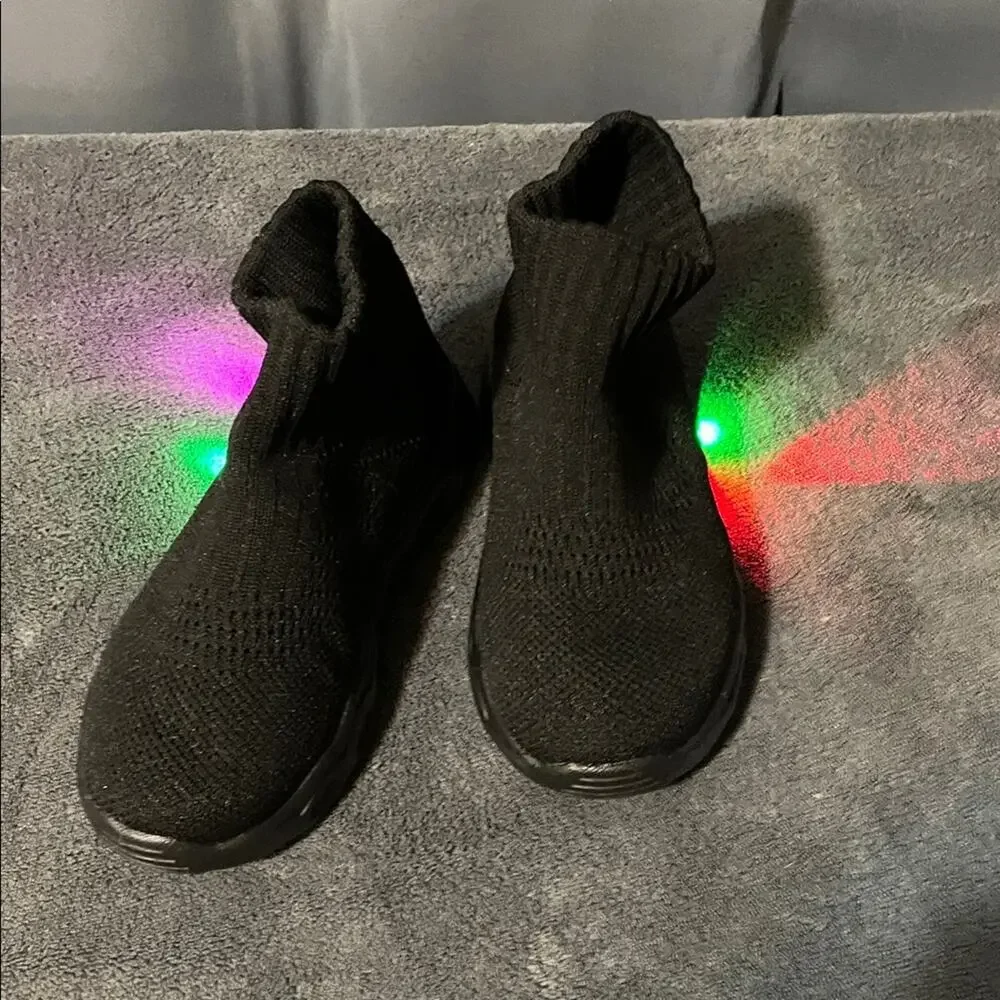 Black Knit Sock Sneakers for Baby & Walker light up shoes NWOT